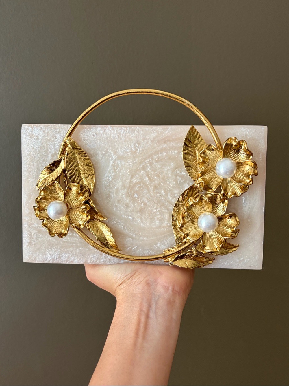 Pearl Blossom Resin Clutch